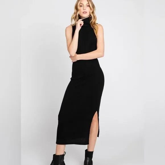 New Boutique Gray Sleeveless Turtleneck Sweater Dress - Picture 8 of 8